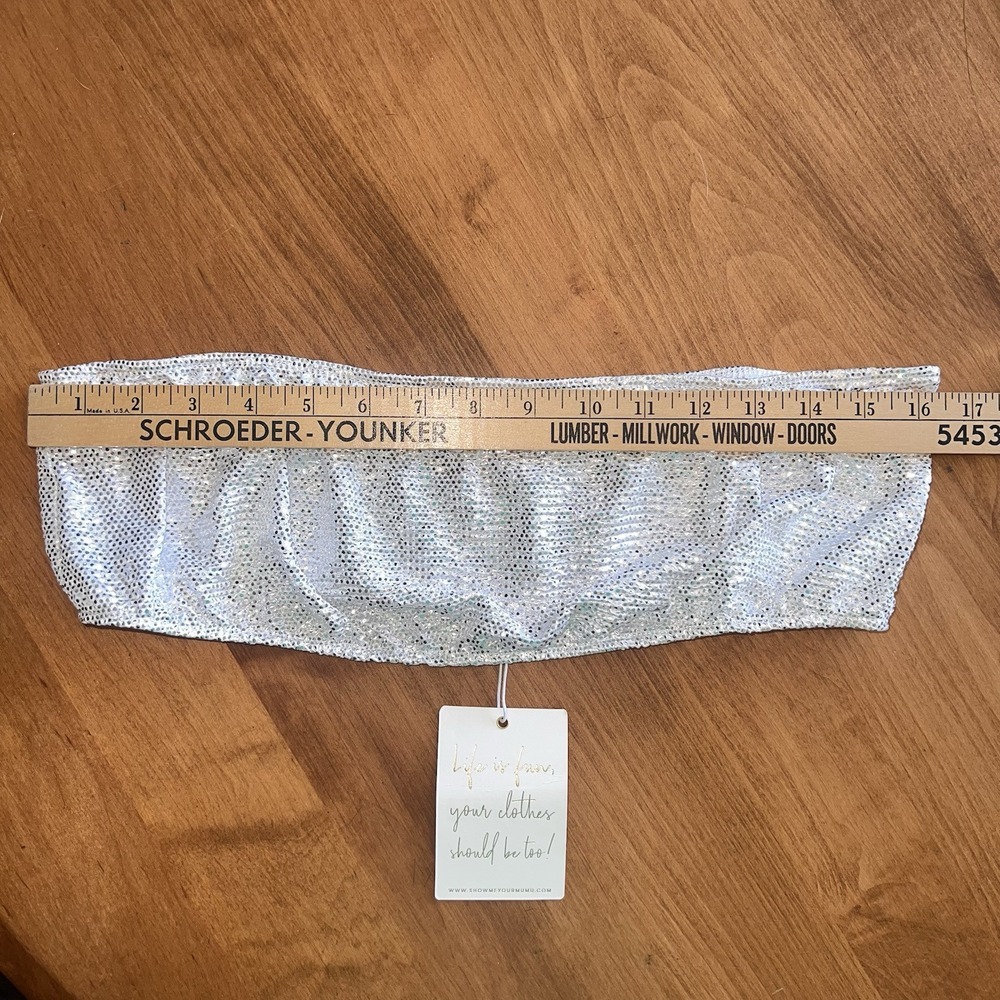 NEW Show Me Your Mumu Micro‎ Tube Top, Silver Confetti Size Large - Picture 7 of 11